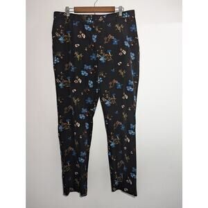 Allison Daley Black Floral High Waisted Trouser Dress Pants Size 16